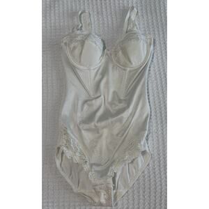 Vintage Flexees Girdle Lace White Bodysuit Shaper Underwire 34A Padded Olga